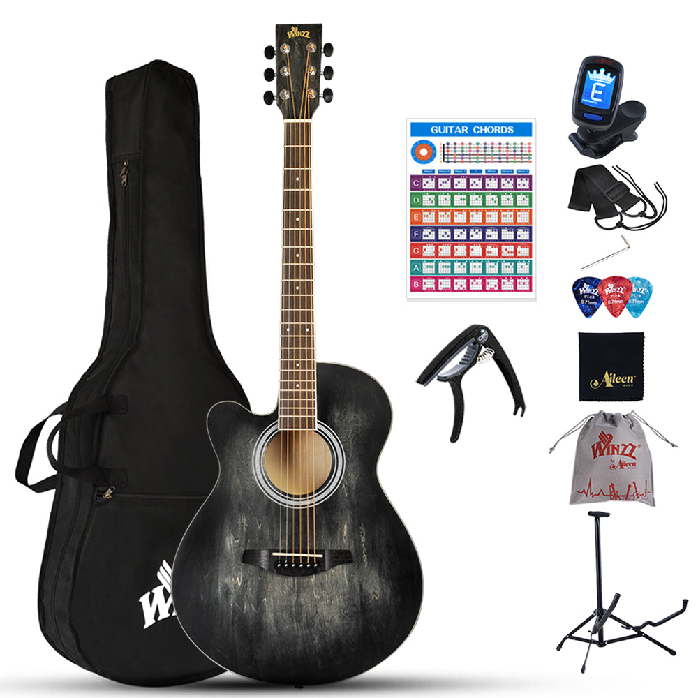 WINZZ AF-H00LC 40-Zoll-Anfänger-Akustikgitarre mit Cutaway