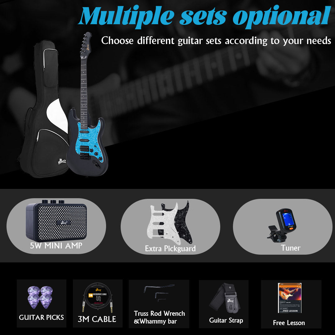 Guitarra eléctrica WINZZ de madera maciza de álamo para principiantes: kit completo de 39 pulgadas con accesorios
