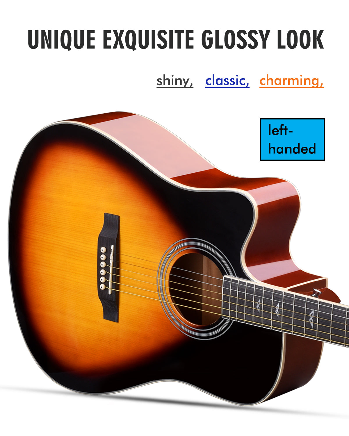 WINZZ AF168CE 41-inch Electro-Acoustic Guitar ,Sunburst Glossy