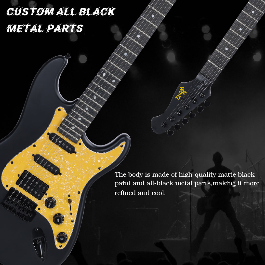 (Mother's Day Gift)WINZZ Solid Poplar Wood Electric Guitar - 39-Inch Beginner-Friendly Design, Perfect for Practice and Performance