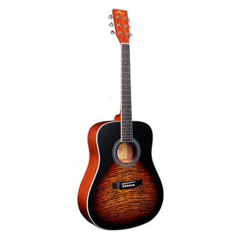 WINZZ AF07TP-MBK 41 inch Acoustic Guitar With Tiger Stripes Pattern Printing
