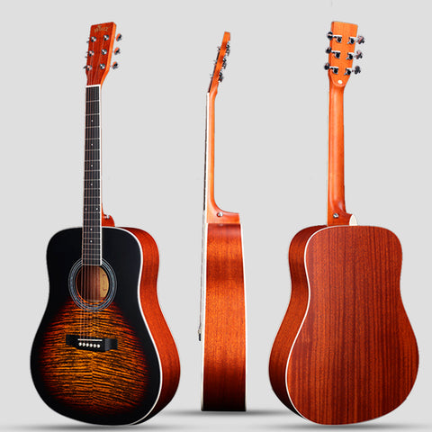 WINZZ AF07TP-MBK 41 inch Acoustic Guitar With Tiger Stripes Pattern Printing