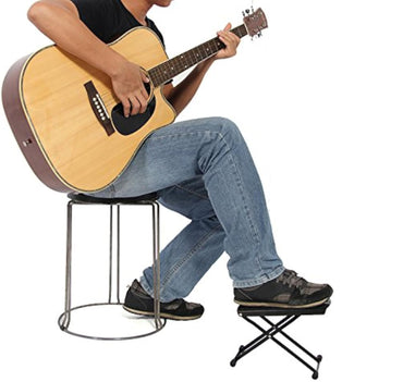 WINZZ Guitar Footrest with Anti-Slip Rubber Pad, Foldable Metal Guitar Footstool for Classical Guitar