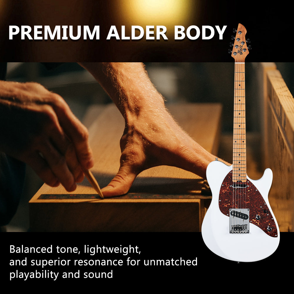 WINZZ Gravity Series-Solid Alder Body TL electric guitar With Roasted Maple Neck, HSS Pickups, Rosewood Fingerboard, D'Addario EXL120 Strings, Mini Double Locking Tremolo