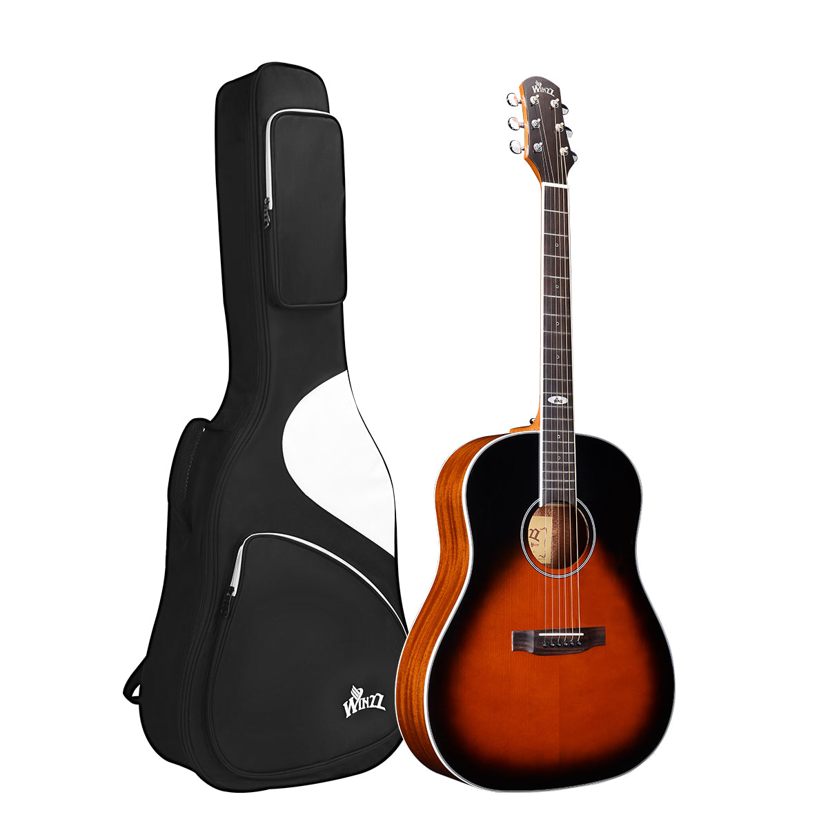 WINZZ Solid Sitka Spruce Slope Shoulder Dreadnought Acoustic Guitar - Full-Size, Rich Tone, Ideal for Performers and Enthusiasts Dreadnought Acoustic Guitar - Full-Size, Rich Tone, Ideal for Performers and Enthusiasts