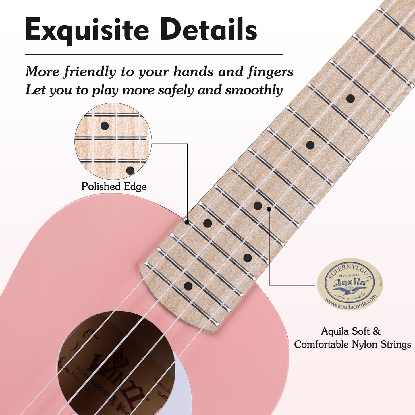 WINZZ Macaron Colors Series-AU-C00 Hawaiian Soprano Ukulele for Beginners