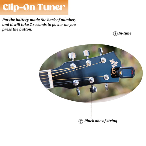 WINZZ A10   Guitar Tuner Clip On for Acoustic/Electric Guitar, Ukulele, Violin, Bass, Banjo & Chromatic Tuning Modes