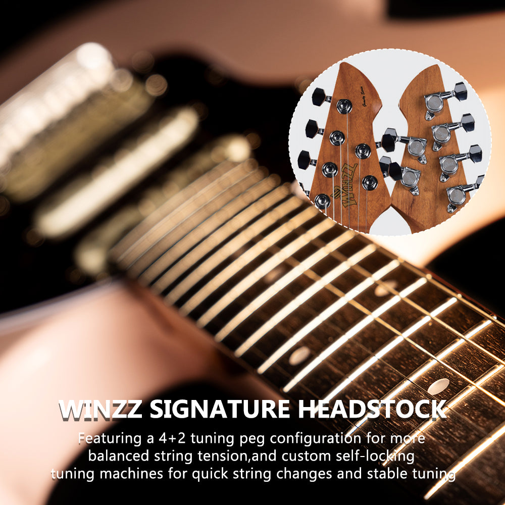 WINZZ Gravity Series-WGS100 Solid Alder Body ST electric guitar With Roasted Maple Neck, HSS Pickups, Rosewood Fingerboard, D'Addario EXL120 Strings, Mini Double Locking Tremolo