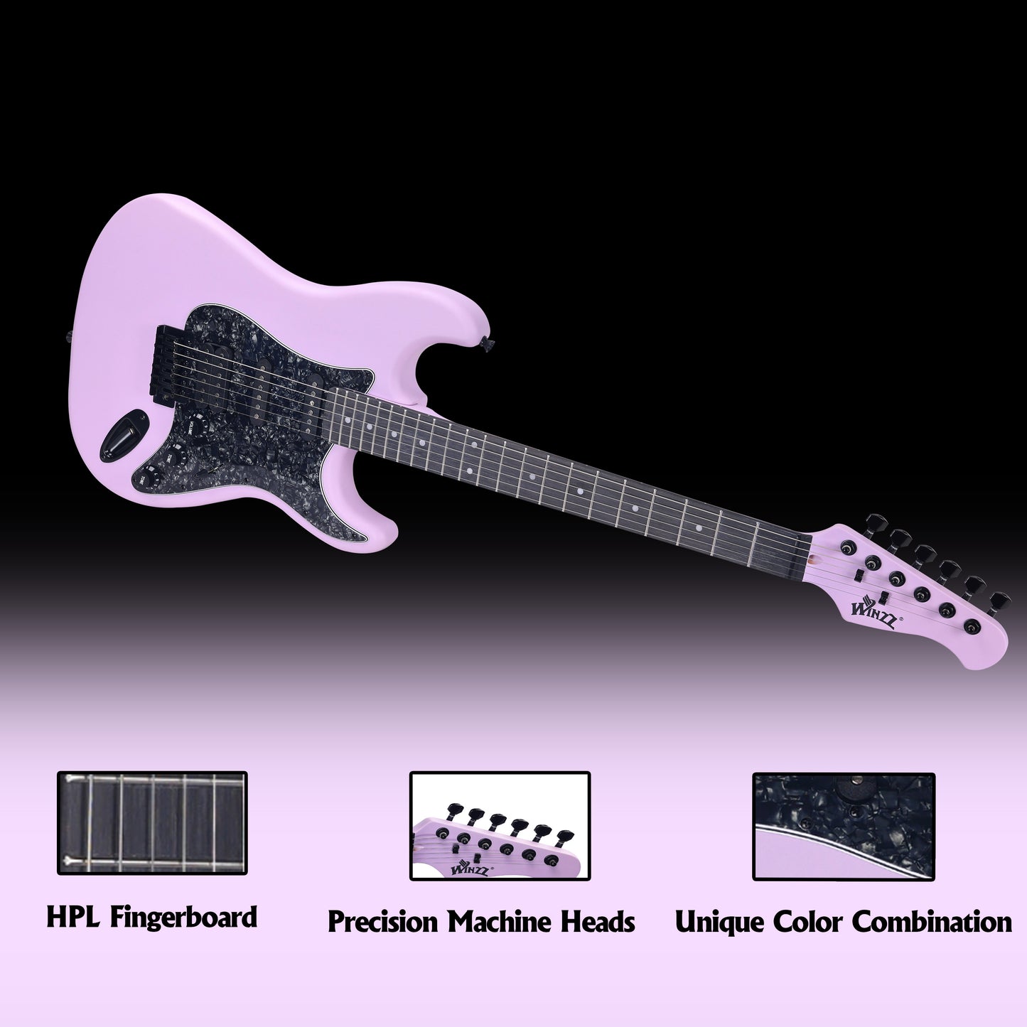 (Mother's Day Gift)WINZZ Solid Poplar Wood Electric Guitar - 39-Inch Beginner-Friendly Design, Perfect for Practice and Performance