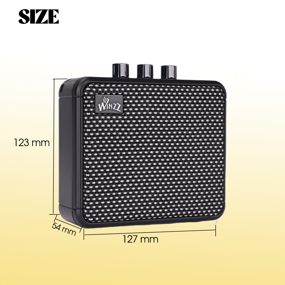 WINZZ AG-08 8W Mini Acoustic Guitar Amplifier – 3-Inch Speaker, Black Cabinet with Cloth Mesh, Portable Amp for Practice & Performance