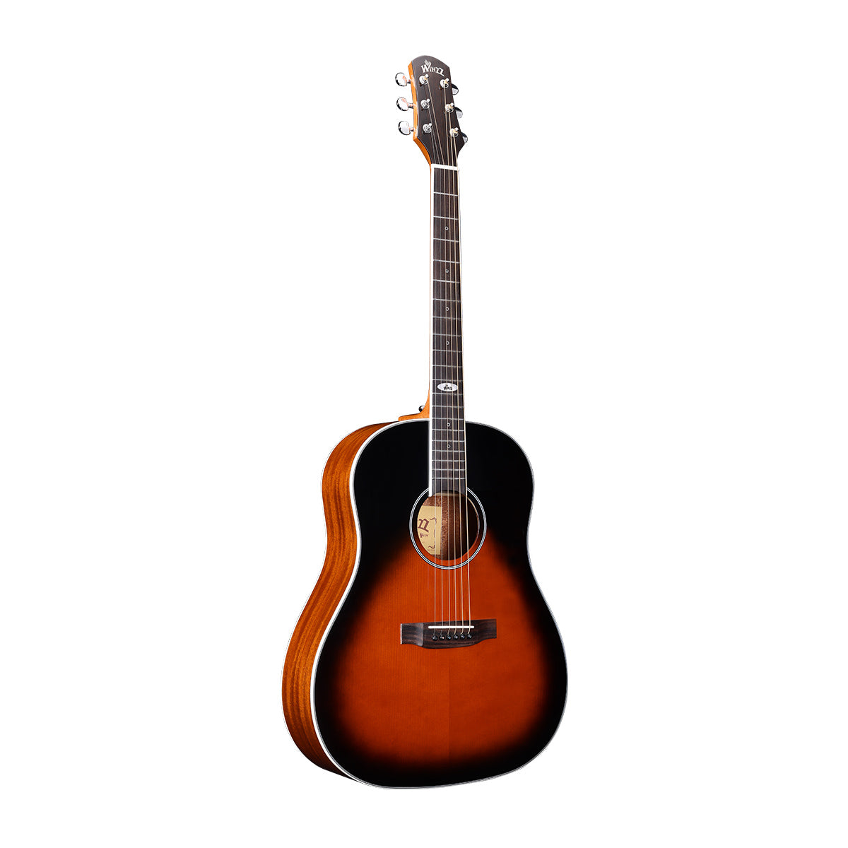WINZZ Solid Sitka Spruce Slope Shoulder Dreadnought Acoustic Guitar - Full-Size, Rich Tone, Ideal for Performers and Enthusiasts Dreadnought Acoustic Guitar - Full-Size, Rich Tone, Ideal for Performers and Enthusiasts