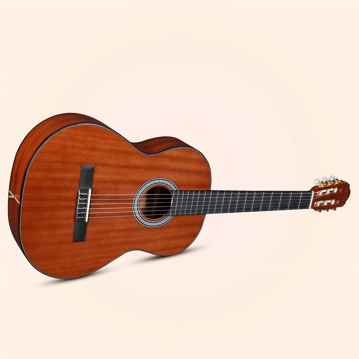 Accessories included with the WINZZ classical guitar, such as a tuner and gig bag.