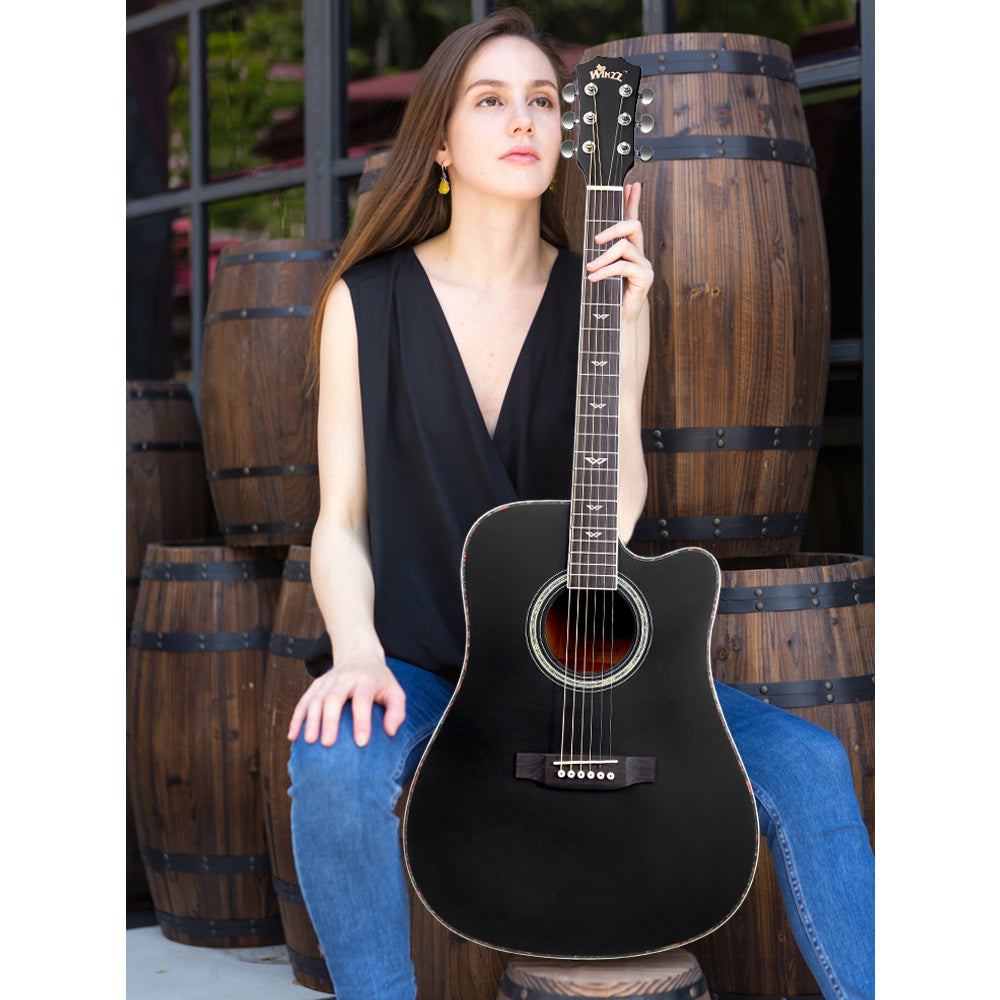 WINZZ AF168C Spruce Cutaway Acoustic Guitar for Adult Beginners