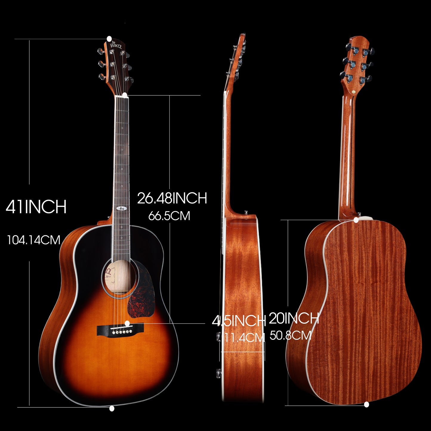WINZZ AFM16-SD Playing on Stage: A musician playing the guitar on stage, emphasizing its powerful sound and stylish appearance.
