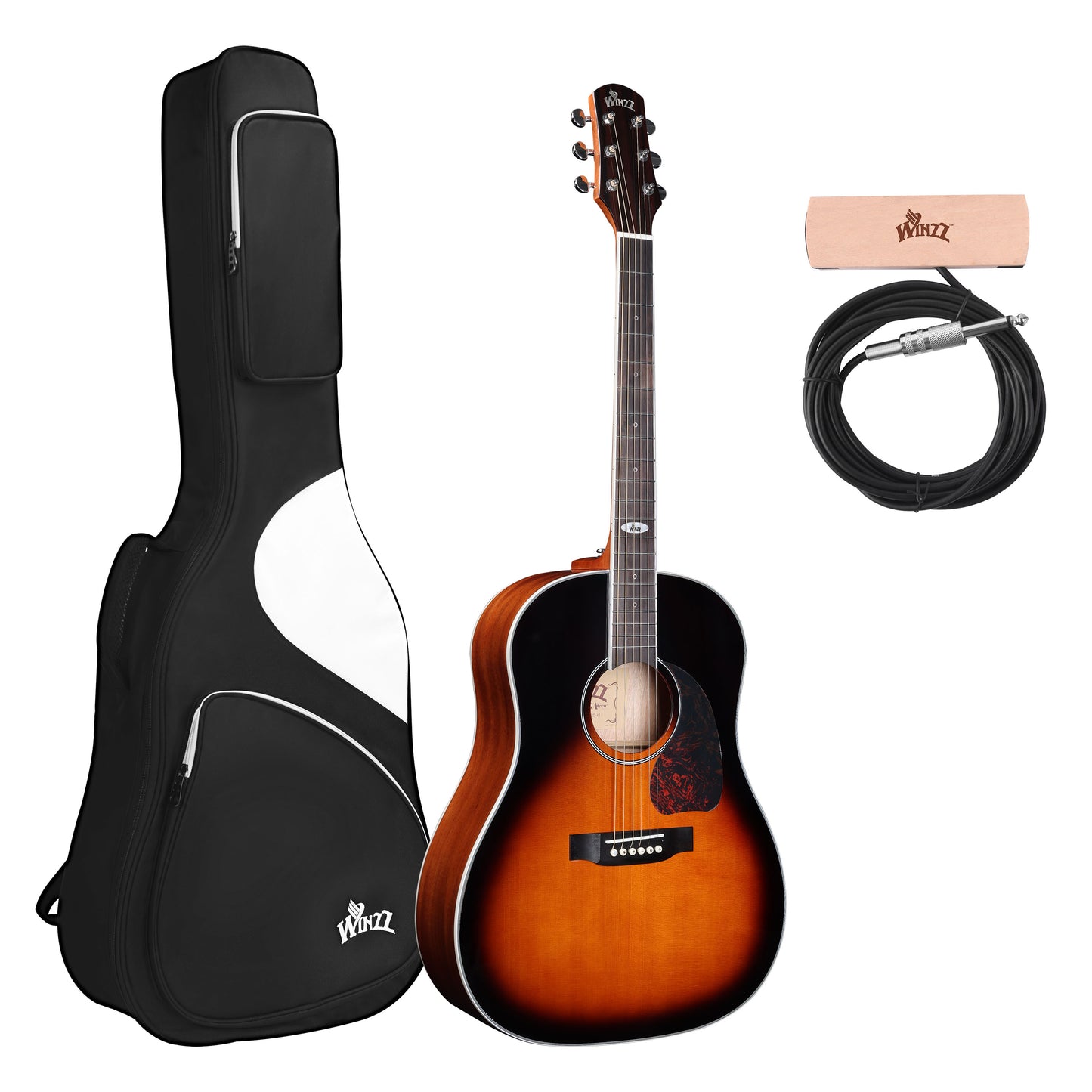 WINZZ AFM16-SD Solid Sitka Spruce Top: Detailed view of the solid Sitka spruce top, offering superior resonance and bright tonal quality.