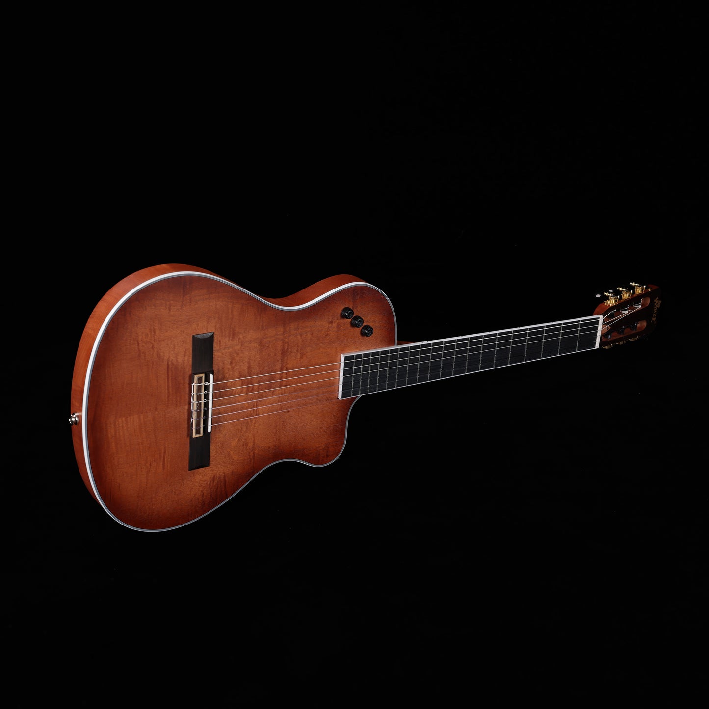 The WINZZ WCG170CE 39-inch sunburst classical-electric guitar offers a balanced, resonant sound with its nylon strings, thin body, and eye-catching finish, perfect for musicians on stage