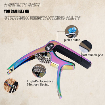 WINZZ Zinc Alloy Guitar Capo - Professional 2-in-1 Trigger Capo for Acoustic and Electric Guitars, Durable Metal Construction