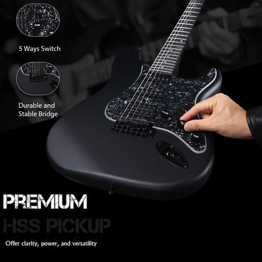 (Liquidación) Guitarra eléctrica WINZZ de madera maciza de álamo - Diseño de 39 pulgadas para principiantes, ideal para practicar y tocar.