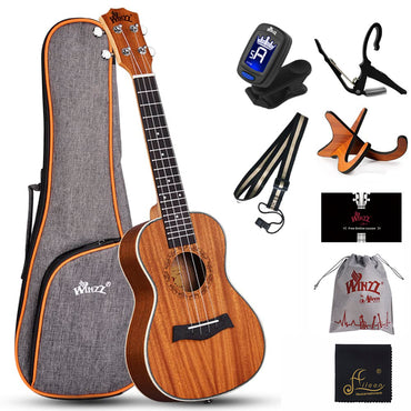 Ukelele soprano de caoba WINZZ AU07L para principiantes, caoba mate