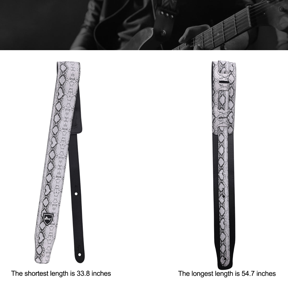 WINZZ Adjustable Leather Guitar/Bass Strap – Stylish & Universal Fit