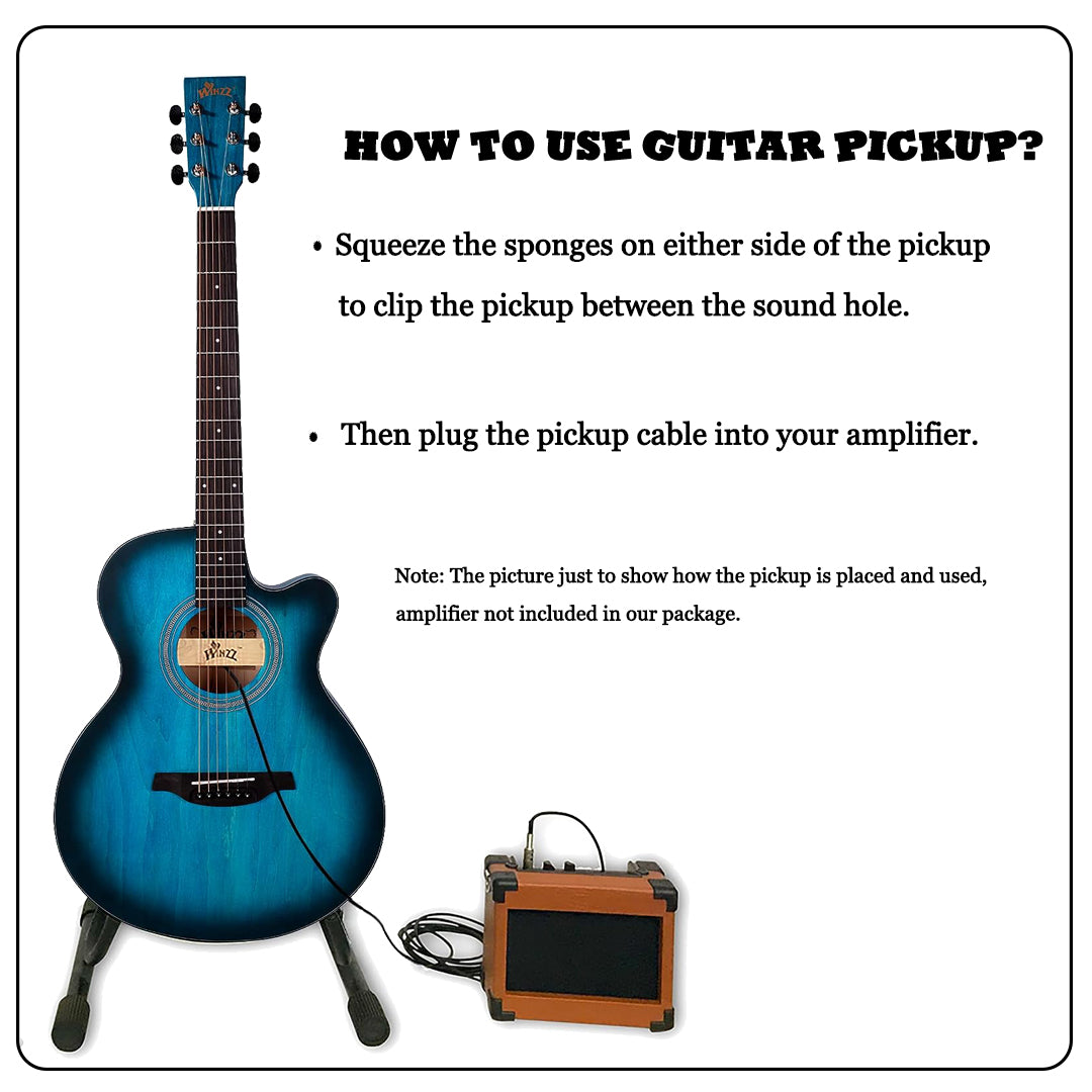 WINZZ APK-01 Acoustic Soundhole Pickup - Magnetic Single Coil Pickup for Standard Steel String Acoustic Guitars