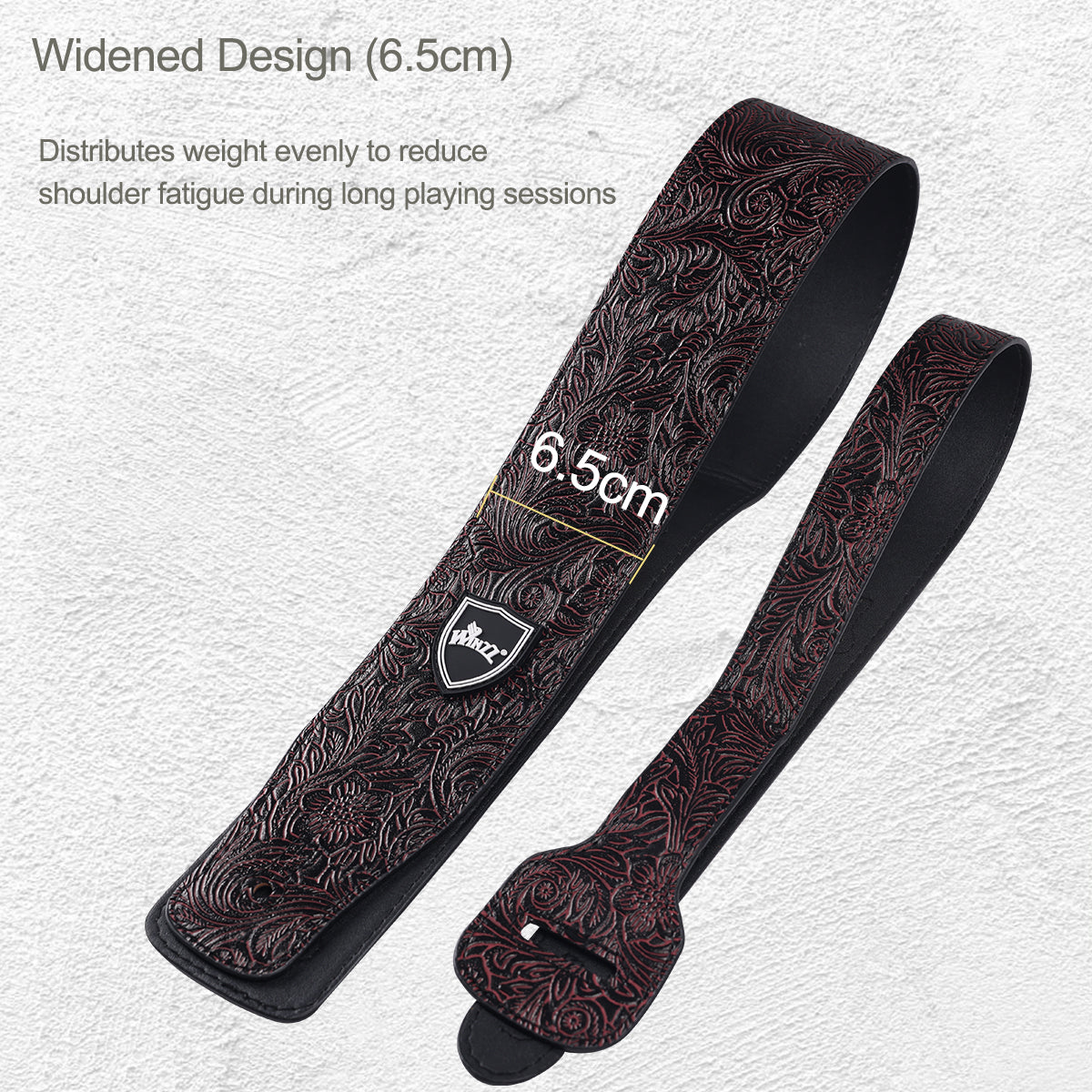WINZZ Adjustable Leather Guitar/Bass Strap – Stylish & Universal Fit
