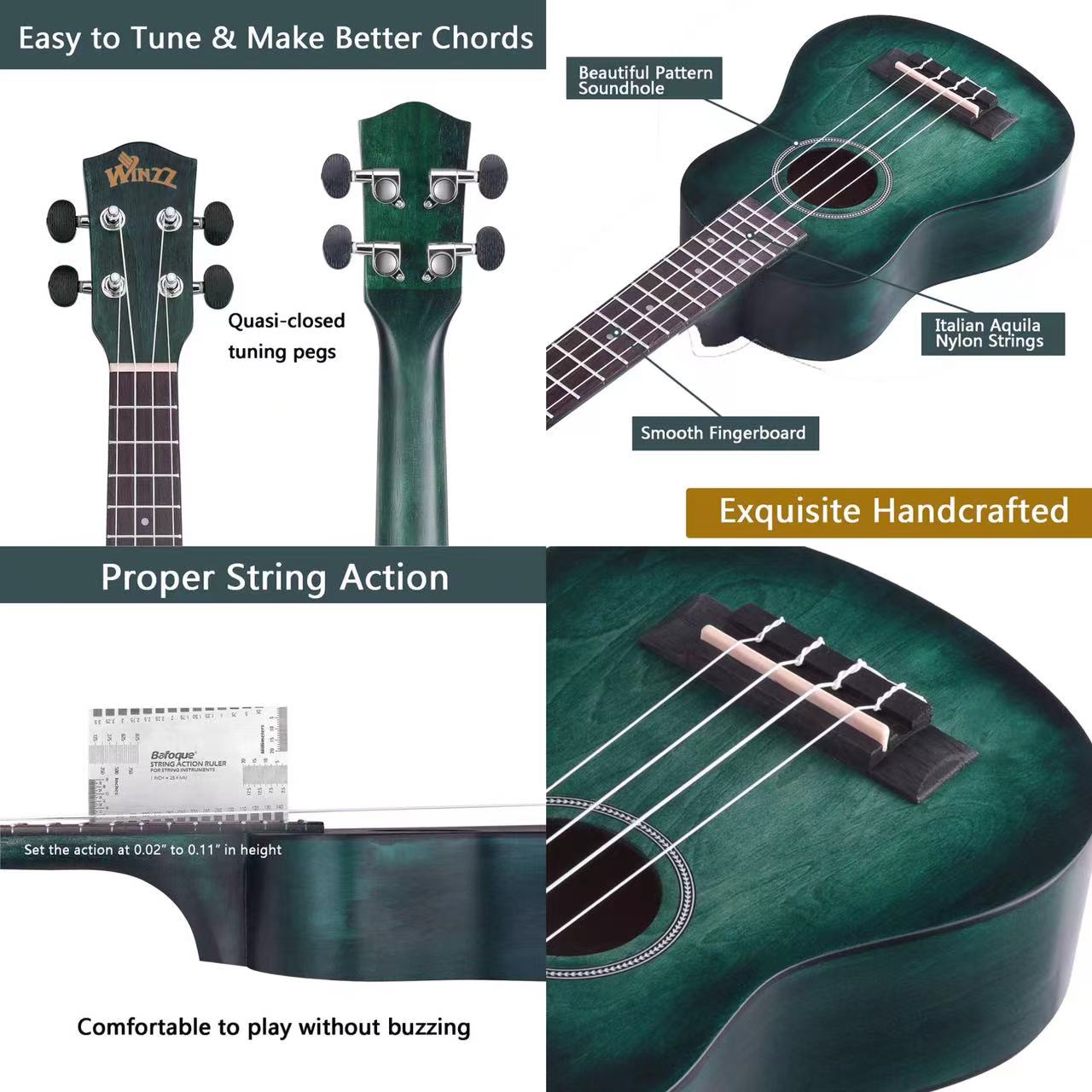 WINZZ HAND RUBBED Series-AU-H01A Vintage Hawaiian Beginner Ukulele - winzzguitars