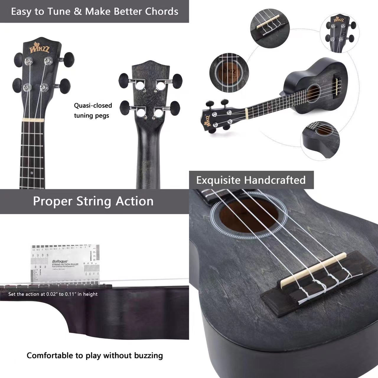 WINZZ HAND RUBBED Series-AU-H01A Vintage Hawaiian Beginner Ukulele - winzzguitars