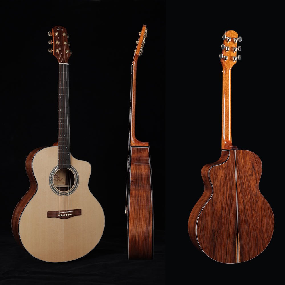 WINZZ&YuLong Guo co-branded 41 inch Solid Sitka Cutaway Acoustic Guitar - winzzguitars