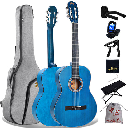 Winzz 39 Zoll klassische spanische Gitarre für Erwachsene und Anfänger, Mattbraun