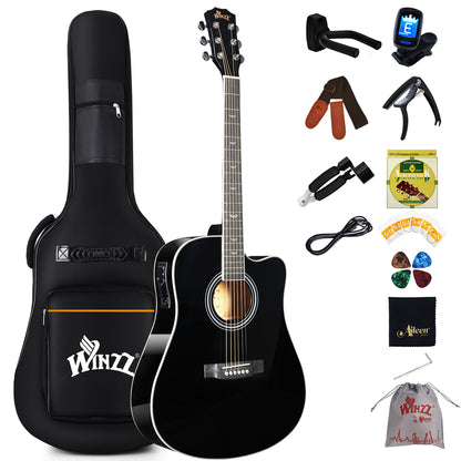 WINZZ AF168CE 41-inch Electro-Acoustic Guitar ,Sunburst Glossy
