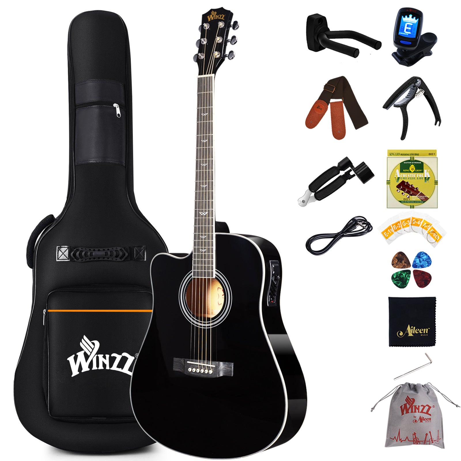 WINZZ AF168CE 41-inch Electro-Acoustic Guitar ,Sunburst Glossy