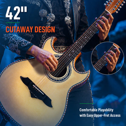WINZZ 12-String Mexican Style Acoustic Guitar – Traditional Design, Full-Bodied Tone & Unique Character