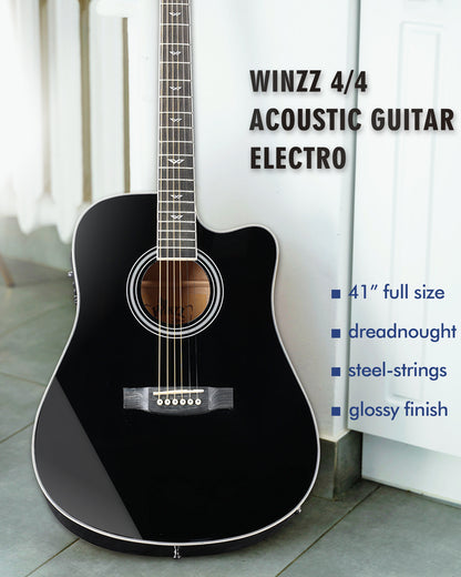 WINZZ AF168CE 41-inch Electro-Acoustic Guitar ,Sunburst Glossy
