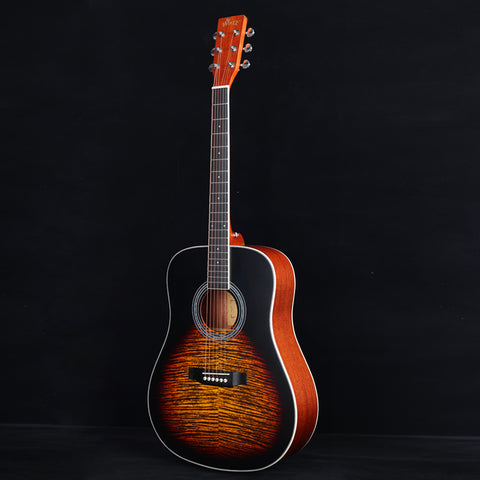 WINZZ AF07TP-MBK 41 inch Flamed DesignAcoustic Guitar With Tiger Stripes Pattern Printing