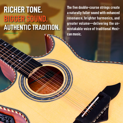 WINZZ 12-String Mexican Style Acoustic Guitar – Traditional Design, Full-Bodied Tone & Unique Character