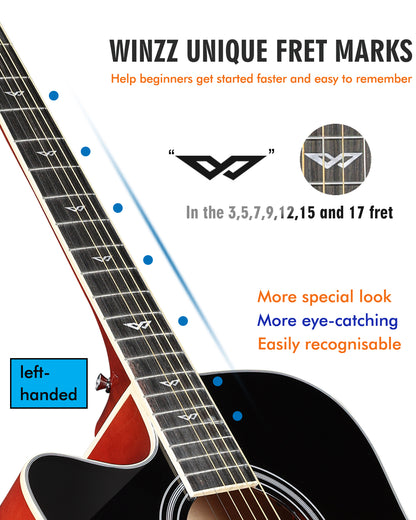 WINZZ AF168CE 41-inch Electro-Acoustic Guitar ,Sunburst Glossy