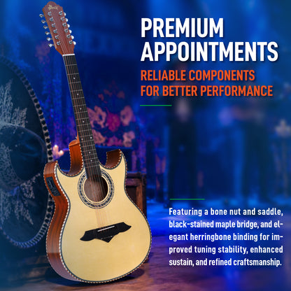 WINZZ 12-String Mexican Style Acoustic Guitar – Traditional Design, Full-Bodied Tone & Unique Character
