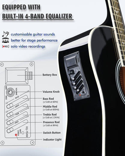 WINZZ AF168CE 41-inch Electro-Acoustic Guitar ,Sunburst Glossy