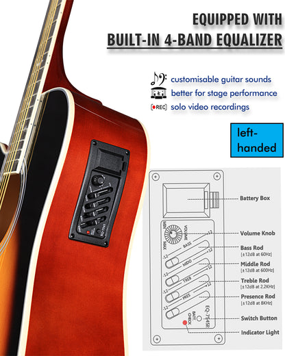 WINZZ AF168CE 41-inch Electro-Acoustic Guitar ,Sunburst Glossy