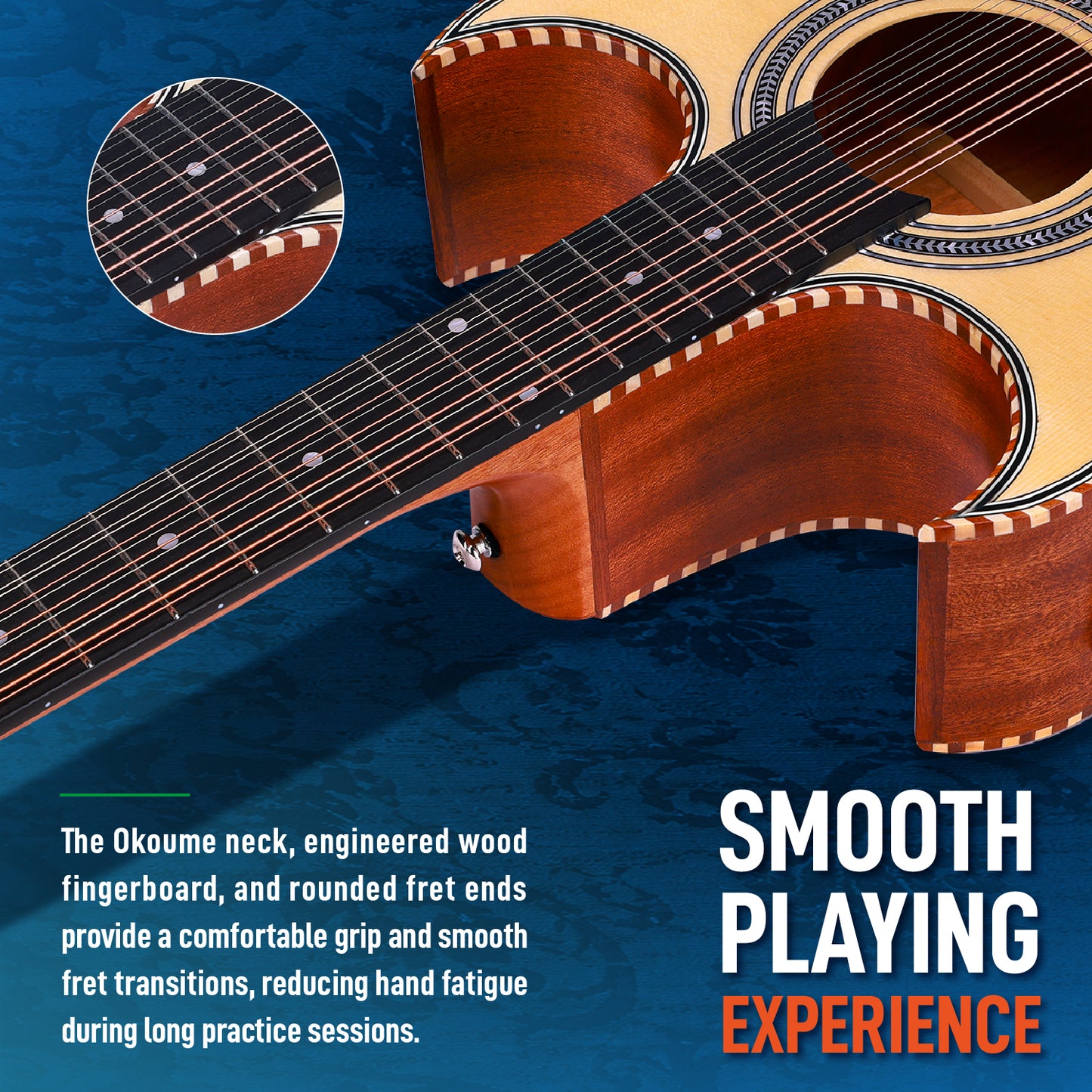 WINZZ 12-String Mexican Style Acoustic Guitar – Traditional Design, Full-Bodied Tone & Unique Character