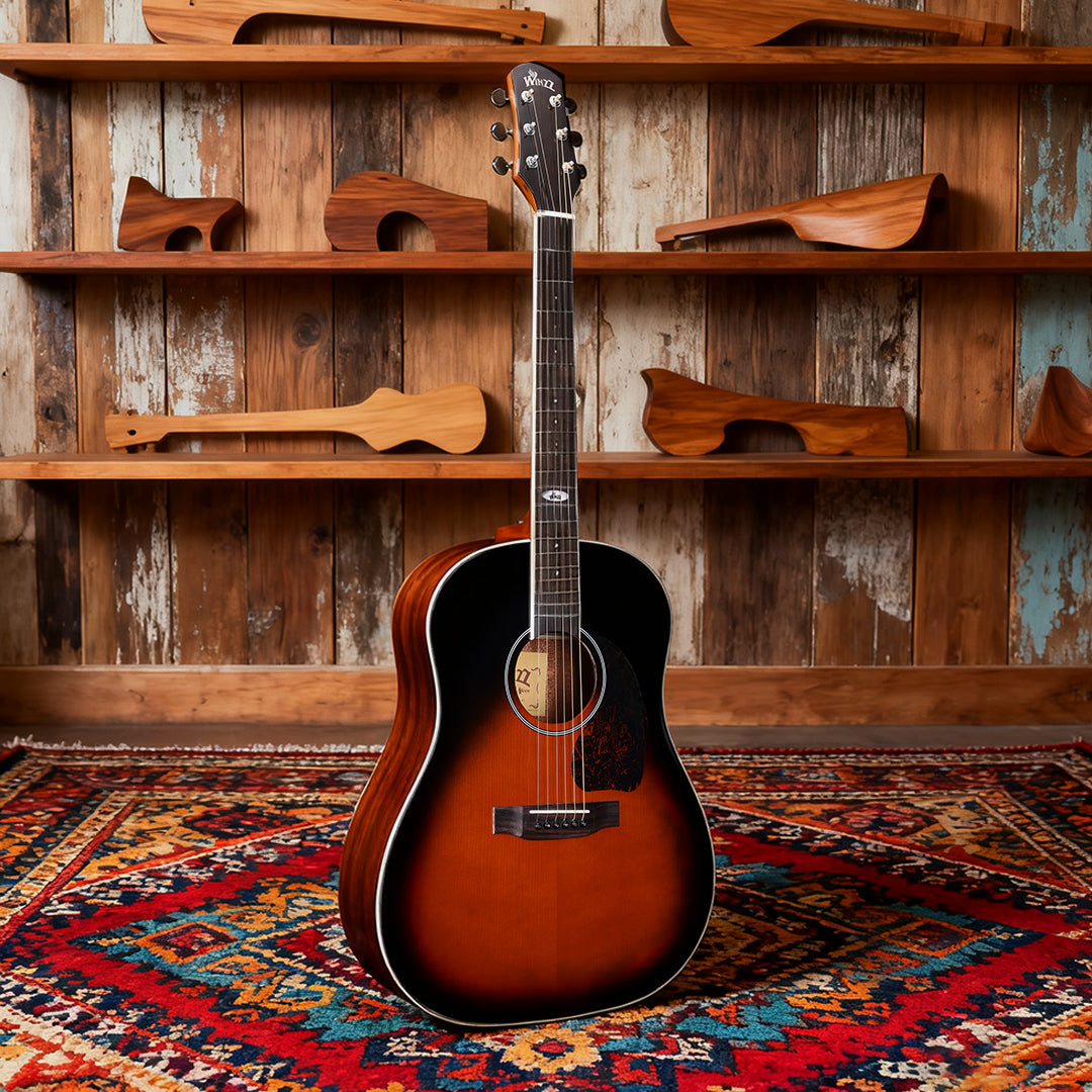 WINZZ Solid Sitka Spruce Slope Shoulder  Dreadnought Acoustic Guitar - Full-Size, Rich Tone, Ideal for Performers and Enthusiasts Dreadnought Acoustic Guitar - Full-Size, Rich Tone, Ideal for Performers and Enthusiasts