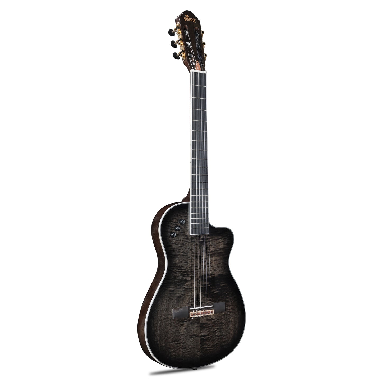 WINZZ WCG170CE 39-Inch Thin Body Classical-Electric Guitar - Nylon Strings, Built-in Preamp, Wide fingerboard,Perfect for Stage and Practice