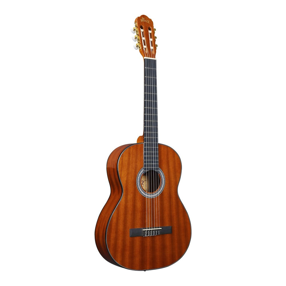 WINZZ 44-inch classical guitar with nylon strings, ideal for beginners and adults.
