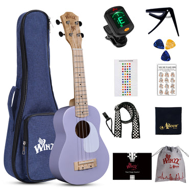 WINZZ Macaron Colors Series-AU-C00 Hawaiian Soprano Ukulele for Beginners