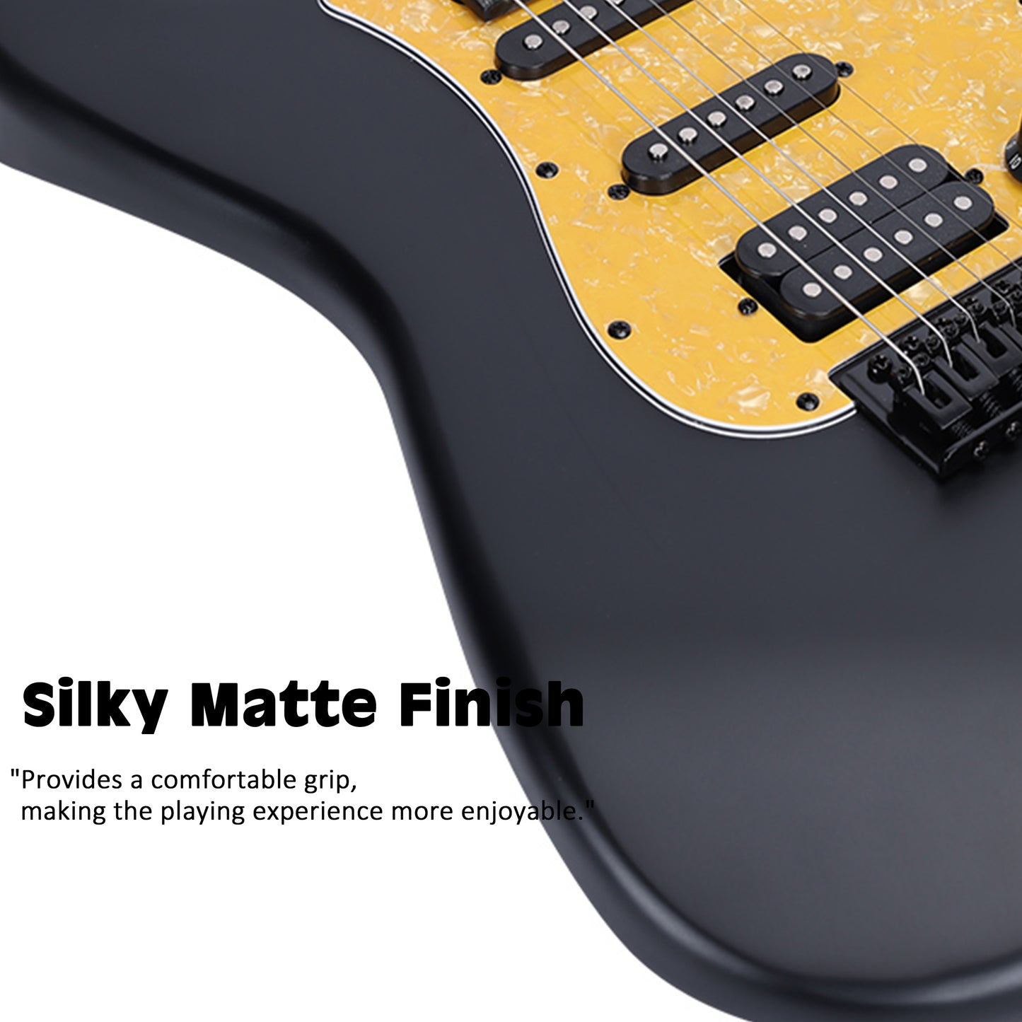 WINZZ Solid Poplar Wood Electric Guitar With Yellow Pickguard - 39-Inch Beginner-Friendly Design, Perfect for Practice and Performance