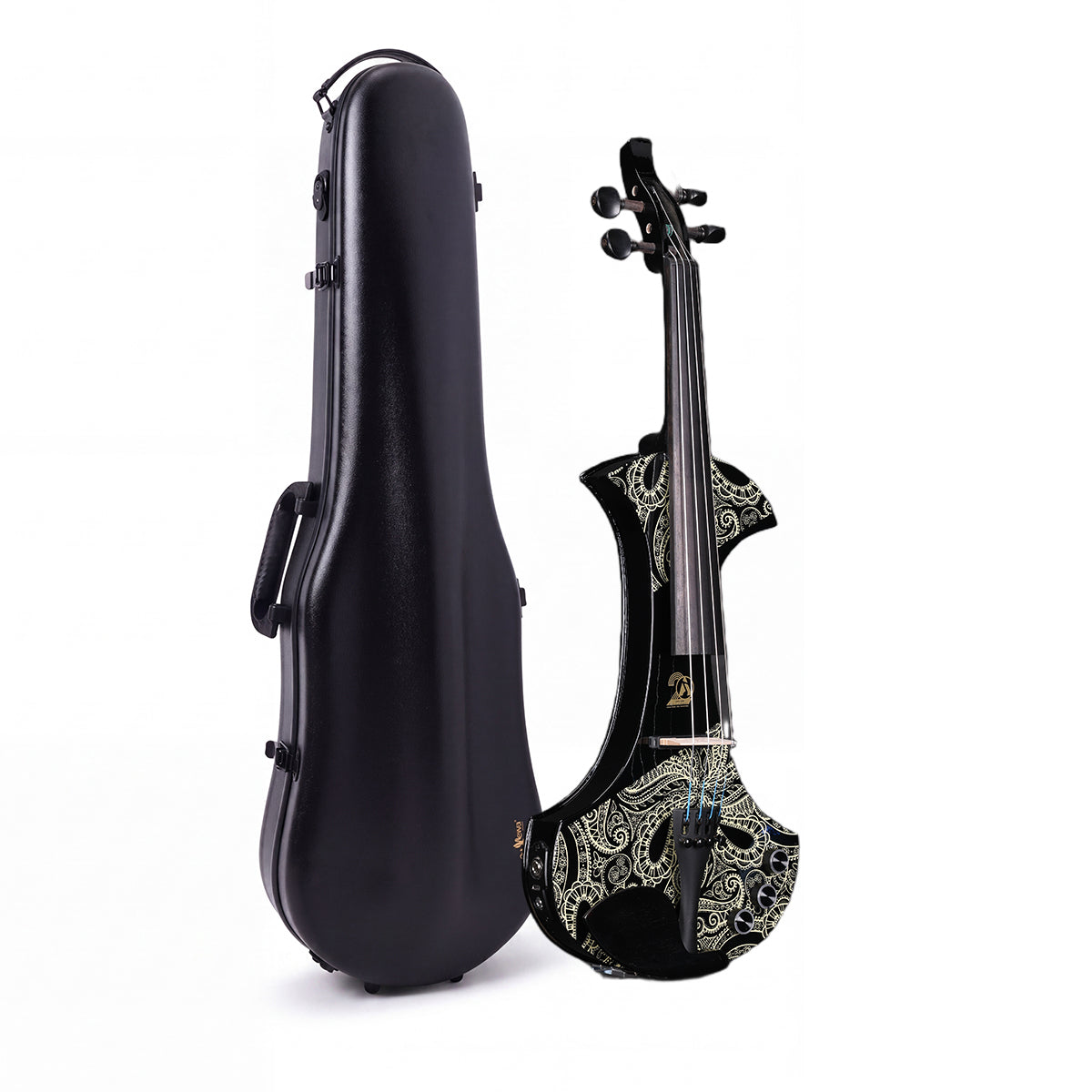 Aileen AV-D501 Electric Violin 4/4 – 20th Anniversary Edition with Piezo Pickup &Macaron Series Violin Hard Case Set