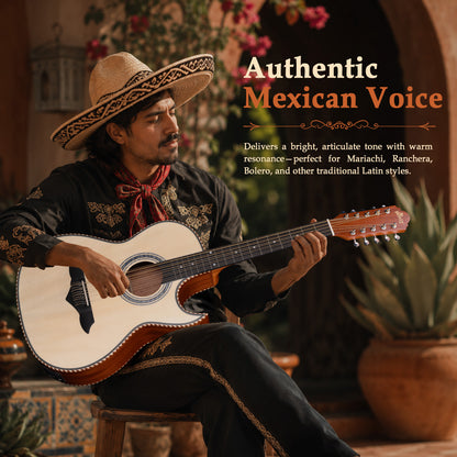 WINZZ 10-String Mexican Style Acoustic Guitar – Traditional Design, Full-Bodied Tone & Unique Character