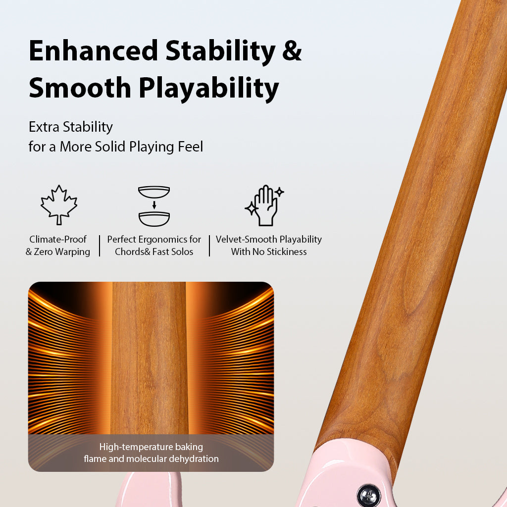 Guitarra eléctrica WINZZ Gravity Series-WGS100 de cuerpo de aliso macizo con mástil de arce tostado, pastillas HSS, diapasón de palisandro, cuerdas D'Addario EXL120 y mini trémolo de doble bloqueo.