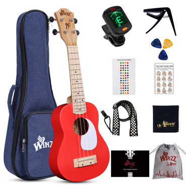 WINZZ Macaron Colors Series-AU-C00 Hawaiian Soprano Ukulele for Beginners